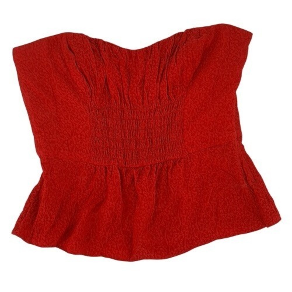 Trina Turk Silk Strapless Peplum Top 10